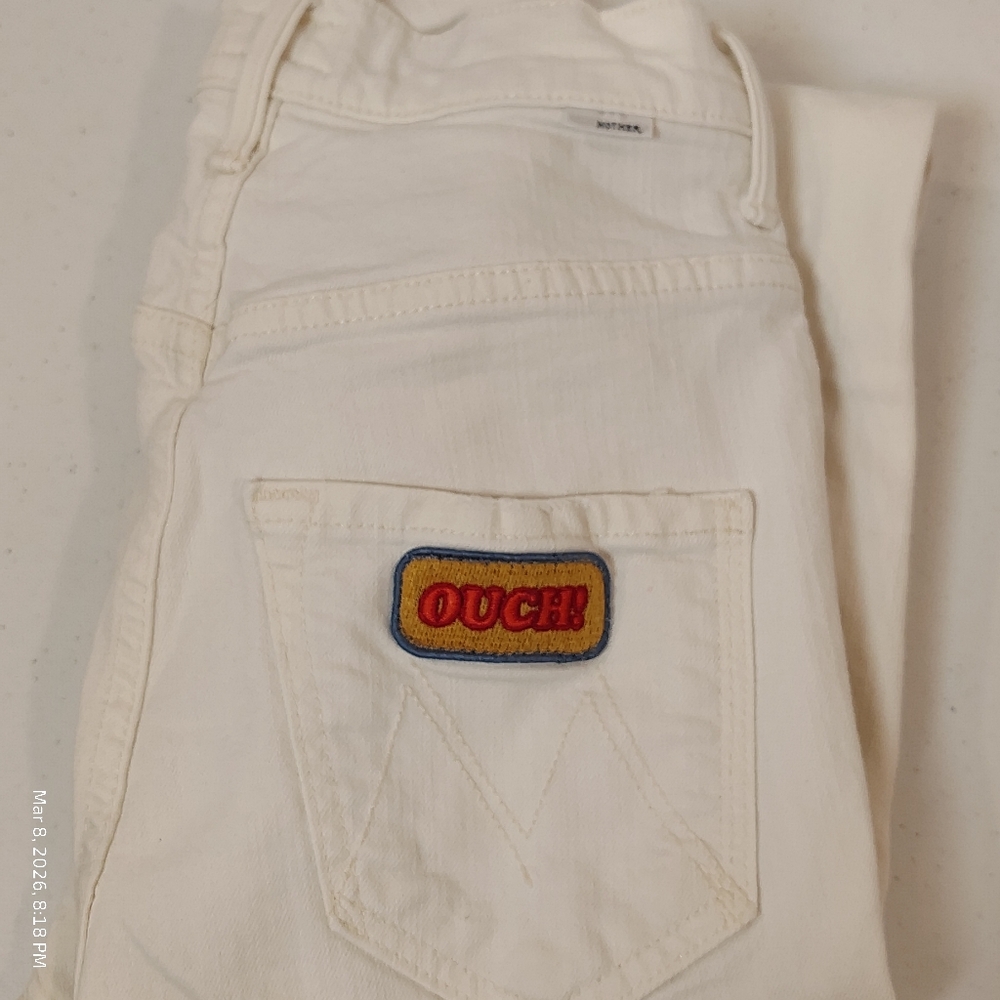 MOTHER The Dazzler Shift Jeans Women 25 Act Natural Made in USA Designer WHITE - Picture 7 of 12